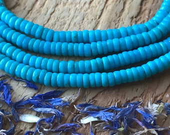 Sleeping Beauty Turquoise smooth polished rondelles AAA quality 4mm X 2mm