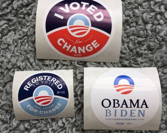 3 (THREE) President Barack Obama : 2008 Campaign Stickers