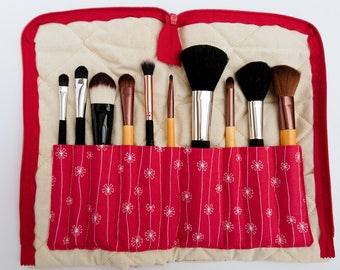 Makeup brush holder, brush organiser, gift for friend, gift for her, red gift