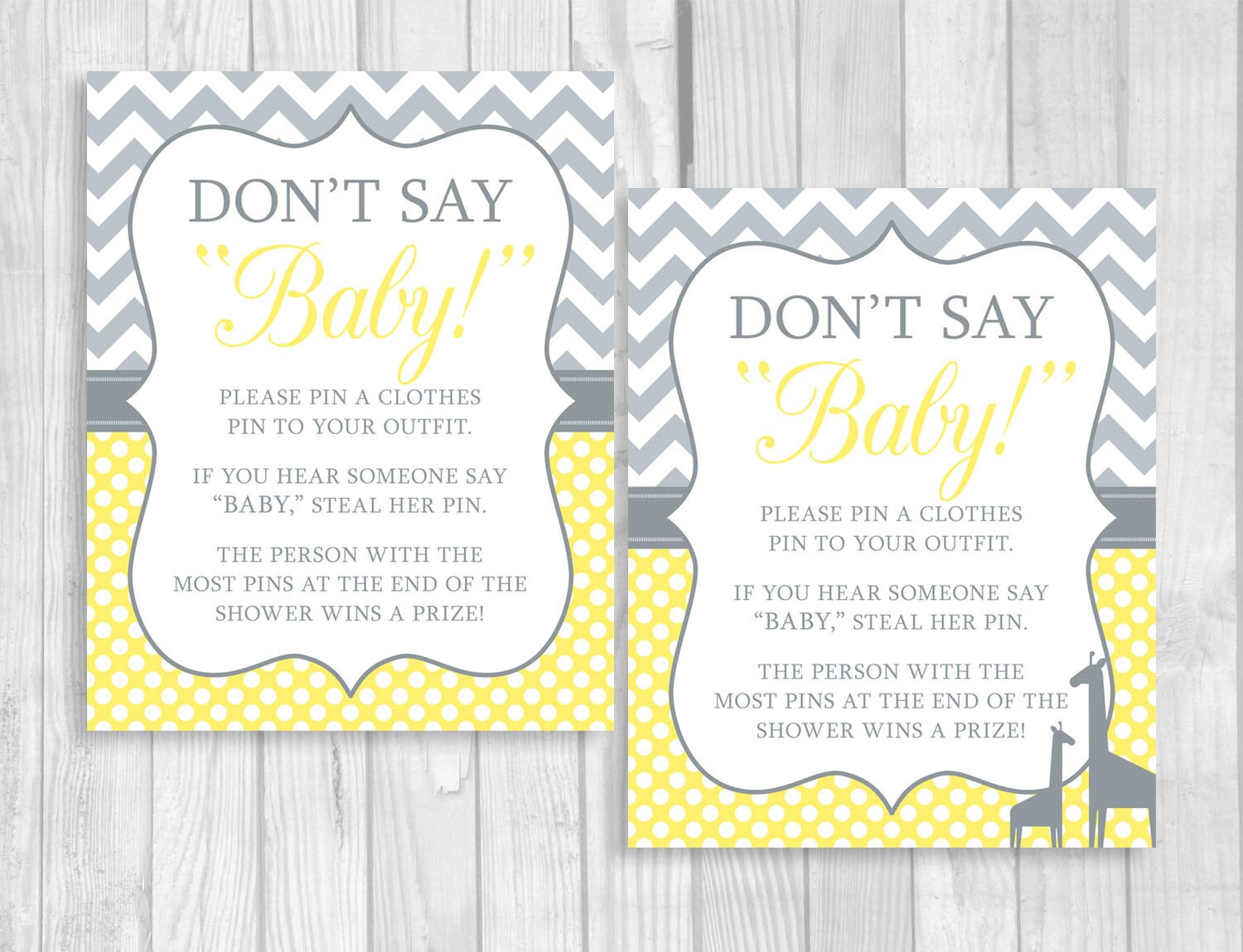 Printable Don't Say Baby 8x10 Clothes Pin Game or