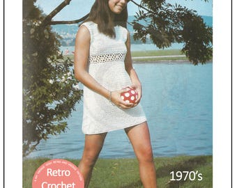 1970s Tunic Dress Crochet Pattern - PDF Instant Download
