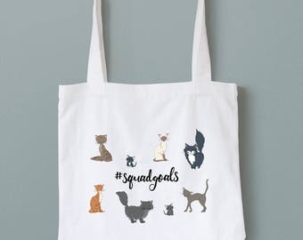 CAT TOTE BAG "#squadgoals"