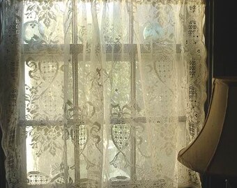 Vintage Cream Cotton Lace Cafe Curtain