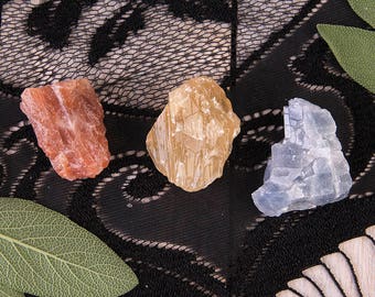 Calcite Set | 3 Stones | Rough Calcite | Mixed Calcite | Calcite Trio