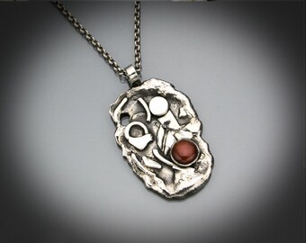 Chaos - Sterling Silver with Carnelian necklace