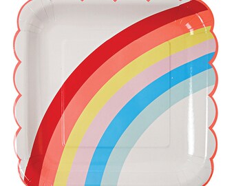 Meri Meri Large Rainbow scallop plates set of 12