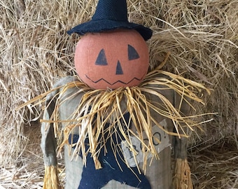 Primitive Halloween Witch -Primitive Halloween Decor-Primitive Jack-O-Lantern -Pumpkin Decor-Primitive Pumpkins -Fall Decor