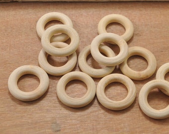 Wood Rings,30pcs 25mm Unfinished Wooden Rings Sale,wooden teething ring natural woode teething rings