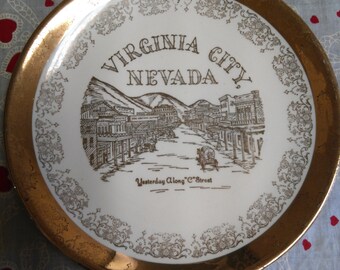 Virginia City Nevada Souvenier Plate Vintage 1960