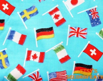 World Kids Flags - Hand-drawn Style - Spotlight Store - 100% Cotton Fabric - Fat Quarter - more for one cut