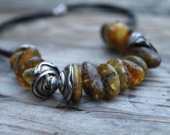 Natural Raw Baltic Amber Necklace, Genuine Baltic Amber, Huge, Statement Necklace, Extra Large, Earthy Colors Ochre Brown Dark