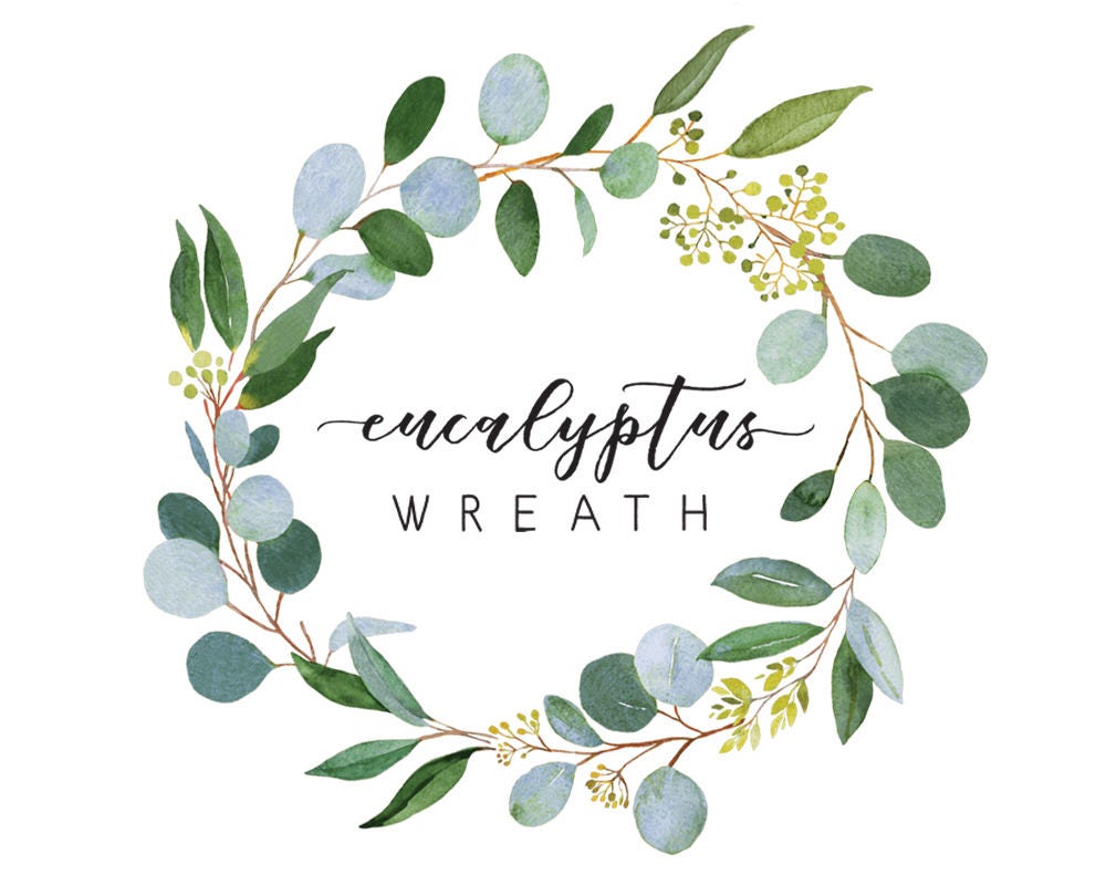 Download Eucalyptus wreath Watercolor illustration Wedding greenery