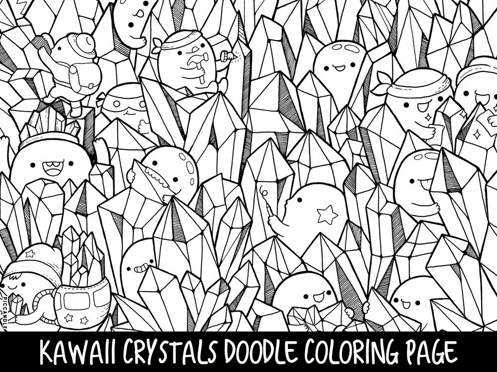 Download Crystals Doodle Coloring Page Printable Cute/Kawaii Coloring