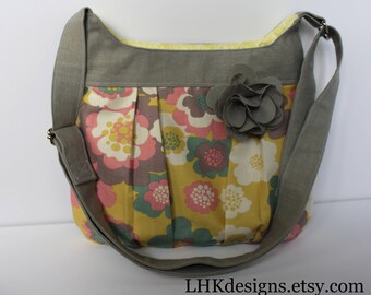 Aqua teal crossbody bag purse with removable fabric flower embellishment