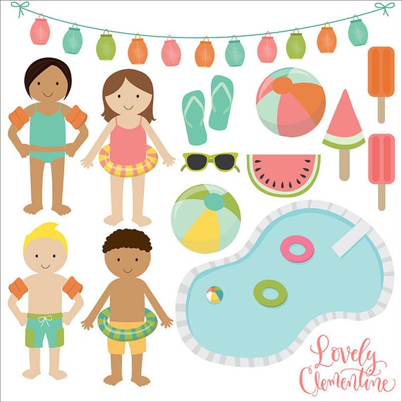 Pool party clip art summer clipart pool vector royalty