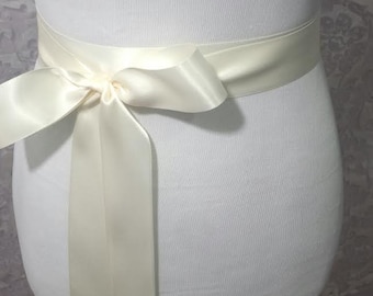 Ivory Satin Sash - Bridal belt - Flower Girl Sash - bridal sash - bridal Satin sash - Bridesmaid sash - Wedding Plain Satin Sash