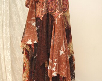 Festival maxi skirt, Boho upcycled skirt, gypsy skirt, folk skirt ,reworked maxi skirt, bohemian skirt, upcycled clothing