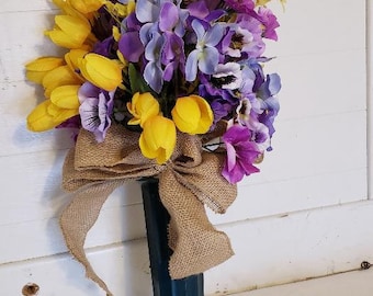 Cemetery flowers, Grave flowers, Artificial,Spring colors arrangements, Weather proof