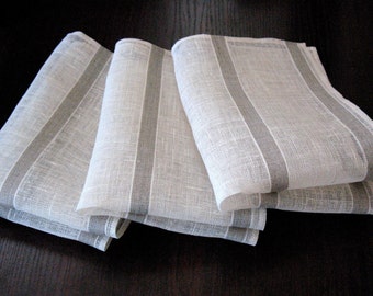 Linen Napkin Natural White Gray set of 2 - Flax 18.1"x13" size
