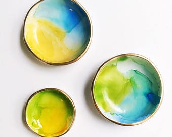 WATERCOLOR // Polymer Clay Ring Dish, Jewelry Dish, Trinket Dish