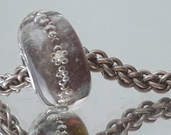 Neutral bubbles - Lampwork Glass Charm Bead - big hole bead, european charm bead bracelets