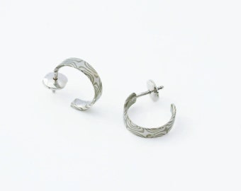 Creolus - Mokume Gane gold/Palladium Silver Earring