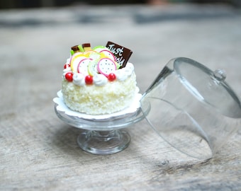 Handmade Miniature Wedding Cake on the Stand