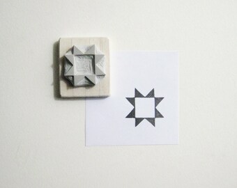 Quilt Block 01 Hand-Carved Rubber Stamp