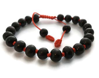 Hand Knotted Adjustable Rosewood Beads Wrist Mala Bracelet
