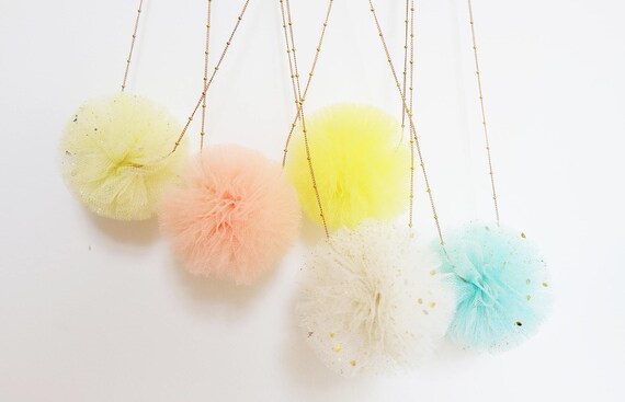 Will you be my bridesmaid MOH flower girl necklace Pom pom pee doo