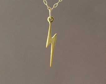 Tiny Gold Lightning Bolt Necklace also in Silver