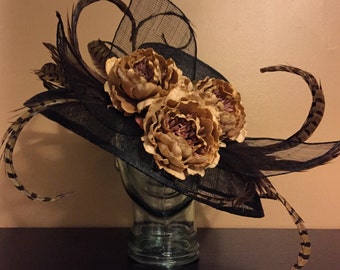 Black and Tan Showstopping Derby Hat