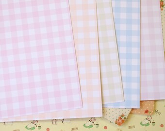 Set 02 Gingham Pastel Mix printed card stock 250gsm