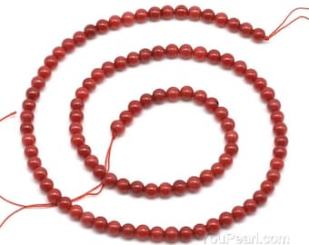Red coral, 4mm round, genuine coral beads, round beads, natural stone beads, loose gemstone beads strand, beading supplier, CRL2010