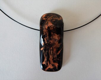 Black Gold Fused Glass Necklace