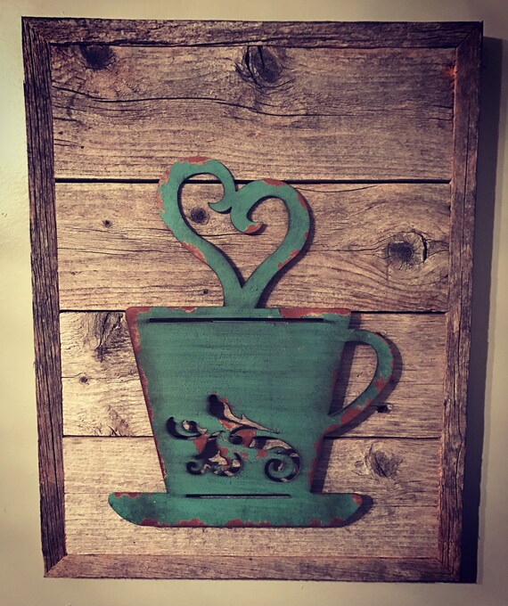 Rustic Coffee Cup Coffee Decor Rustic Kitchen Decor Coffee
