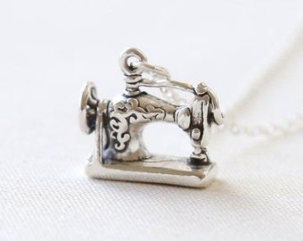 An Intricate Sterling Silver Sewing Machine Necklace - simple everyday jewelry