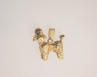 14K Yellow Gold 3D Poodle Pendant
