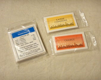 1996 Monopoly Deluxe Edition French Unused Title Deed-Chance-Community Chest Cards Only