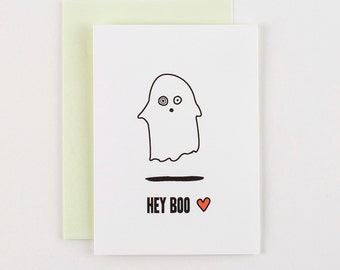 Hey Boo Valentine's Love and Halloween Greeting Card