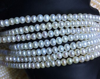 5.5-6mm AAA Quality Freshwater Bread Pearl Strand Necklace, Small Cultured Pearl String, Diy Pearl Jewelry Making, Patoto Pearl Strand