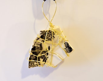 Broken Plate Pendant, Wire Wrapped China
