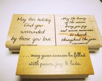 Christmas Quote Rubber Stamps Set Of Three Quotes Cardmaking Scrapbooking Stamp Supplies CHRISTMAS STAMPS