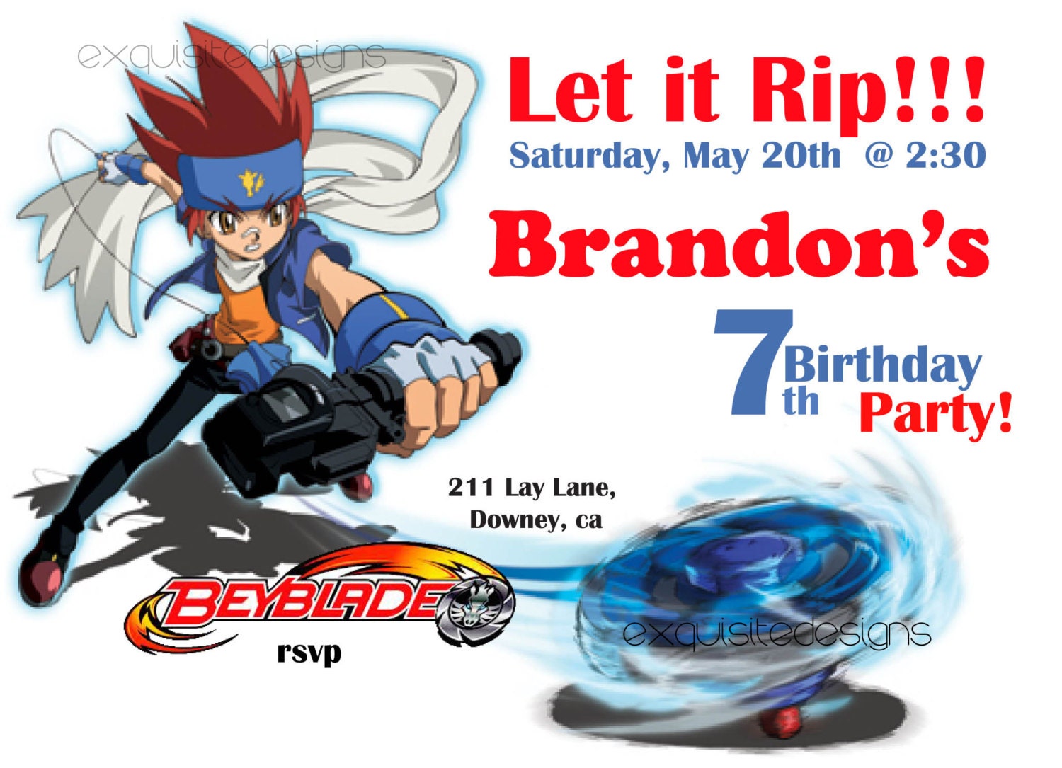 Beyblade Birthday Invitation