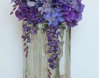 Vintage Glass Brick Vase Made in West Germany Industrial Decor