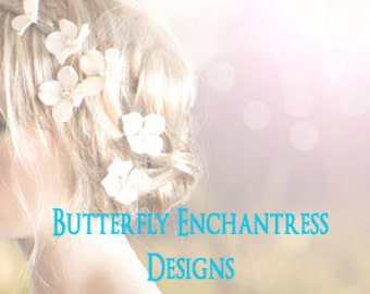 Wedding Hair Accessories, Hair Flowers, Bridal Hair Pins - 6 Ivory Hydrangea - Clear Rhinestone Centers