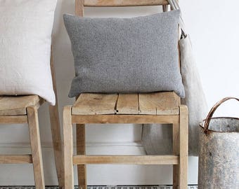 Grey Herringbone Wool Scatter Cushion