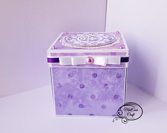 Purple First holy Communion Exploding box/ Card box
