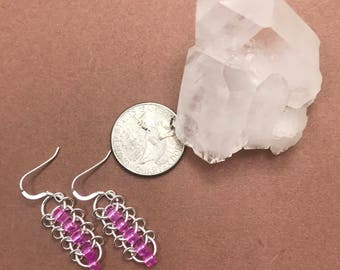 Sterling centipede chainmaille earrings