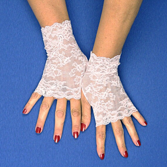 Pale Pink Lace Gloves Pink Lace Fingerless Gloves Pink